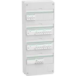 Schneider Electric Gruppetavle Resi9 hvid 1stk 16A 4P, 2stk 10A 4P, 4stk 10A 2P, 2 Hpfi, lastafbryder