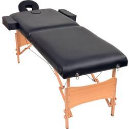 vidaXL Massagetafel inklapbaar 2 zones 10 cm dik zwart