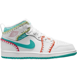 Nike Air Jordan 1 Mid SE PS - White/Washed Teal/Rush Pink/Rush Orange