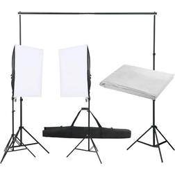 vidaXL Kit de Studio Photo avec Eclairage et Toile de Fond Lumière de Photographie Système de Fond Kit de Support de Fond Sac de Transport