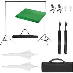 vidaXL Kit de Studio Photo avec Eclairage et Toile de Fond Lumière de Photographie Système de Fond Kit de Support de Fond Sac de Transport