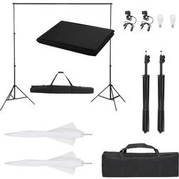 vidaXL Kit de Studio Photo avec Eclairage et Toile de Fond Lumière de Photographie Système de Fond Kit de Support de Fond Sac de Transport