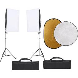 vidaXL Kit per Studio Fotografico con Set Luci e Riflettore Nero