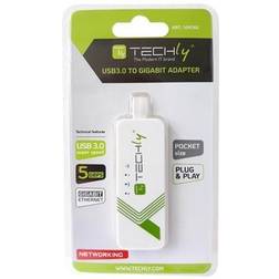 Techly Adattatore Convertitore IDATA USB-ETGIGA-3A USB 3.0 Ethernet Gigabit RJ45 Lan