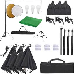 vidaXL Kit Per Studio Fotografico Con Set Luci, Fondale E Riflettore