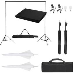vidaXL Kit de Studio Photo avec Eclairage et Toile de Fond Lumière de Photographie Système de Fond Kit de Support de Fond Sac de Transport