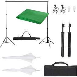 vidaXL Kit de Studio Photo avec Eclairage et Toile de Fond Lumière de Photographie Système de Fond Kit de Support de Fond Sac de Transport