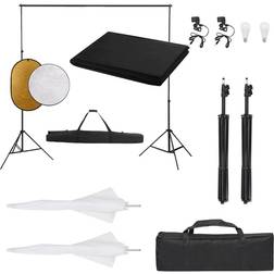 vidaXL Kit Per Studio Fotografico Con Set Luci, Fondale E Riflettore