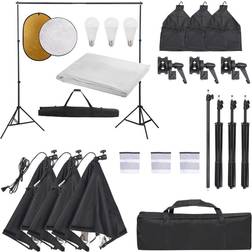 vidaXL Kit Per Studio Fotografico Con Set Luci, Fondale E Riflettore