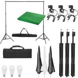 vidaXL Kit de Studio Photo avec Eclairage et Toile de Fond Lumière de Photographie Système de Fond Kit de Support de Fond Sac de Transport