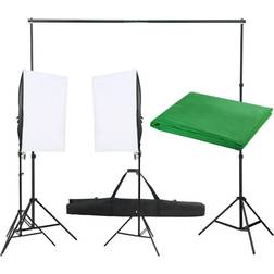 vidaXL Kit de Studio Photo avec Eclairage et Toile de Fond Lumière de Photographie Système de Fond Kit de Support de Fond Sac de Transport
