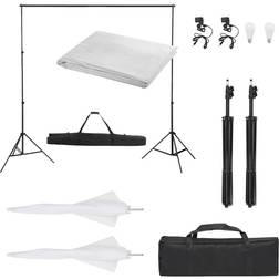 vidaXL Kit de Studio Photo avec Eclairage et Toile de Fond Lumière de Photographie Système de Fond Kit de Support de Fond Sac de Transport