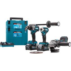 Makita Pack de 3 outils 40V (DF001G GA005G TD001G) 2 batteries 4Ah chargeur coffret MAKPAC DK0125G301