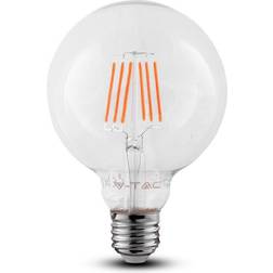 V-TAC 6W LED globlampa Samsung LED chip, Filament, Ø12,5 cm, E27 Dimbar Inte dimbar, Kulör Varm