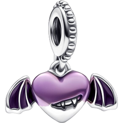 Pandora Vampire Winged Heart Dangle Charm - Silver/Purple