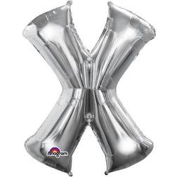 Amscan 10132828 Silver Letter X Balloon 16"-Foil-1 Pc