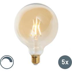 Luedd Uppsättning av 5 E27 dimbara LED-glödlampor G125 goldline 2200K