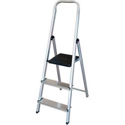 Edm 3-step folding ladder Aluminium (40 x 10,5 x 126 cm)