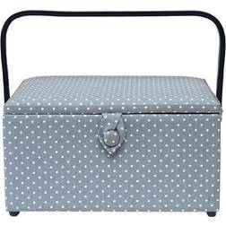 The Works Korbond Grey Spotty Large Sewing Basket