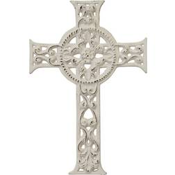 Stonebriar Collection Accents of Faith 11.5" Worn White Cast Iron Hanging Cross Framed Art