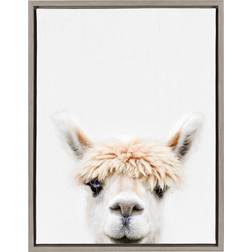 Kate and Laurel 18" x 24" Sylvie Alpaca Bangs Canvas Wall by Amy Peterson Gray Framed Art