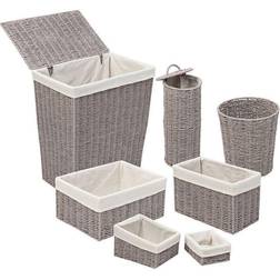 Honey Can Do Twisted Paper Rope Woven 7-Piece Bathroom Storage Set, Grey, ORGANIZER Basket