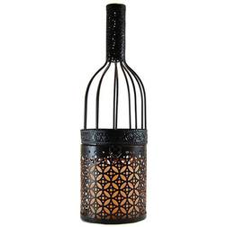 LumaBase Black Wine Bottle Metal with Black Lantern