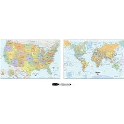 WallPops White Board Decals 2ct World and US Maps