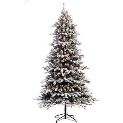 Puleo International 6.5ft. Pre-Lit Flocked ‎Bennington Fir Artificial Christmas Tree 78"