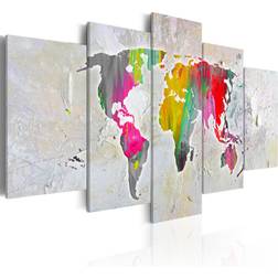 ARTGEIST verdenskort, 5-delt Illustration of the World Flere størrelser 200x100 Billede