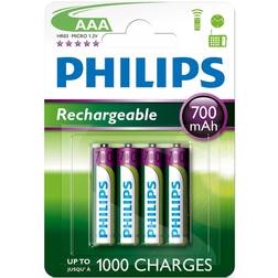 Philips Genopladelige AAA-batterier, 4 stk. 4 stk