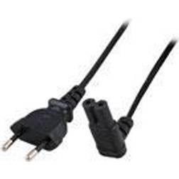 Dinic 230V~ Power kabel m. vinklet EURO stik (8-tals stik) sort, 2.00 meter