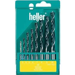 Heller 205241 Træ-spiralbor-sæt 8 dele 3 mm, 4 mm, 5 mm, 6 mm, 7 mm, 8 mm, 9 mm, 10 mm Cylinderskaft 1 Set