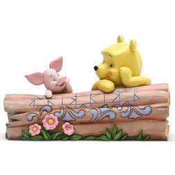 Disney Jim Shore Winnie the Pooh & Piglet Log Conversation Statue Pink/Brown/Yellow One-Size