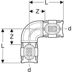 Geberit Vinkel Flowfit 90gr Ppsu ø20mm