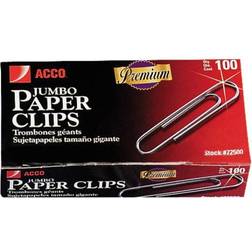 Acco Premium Paper Clips, Jumbo, Silver, 1000/PK