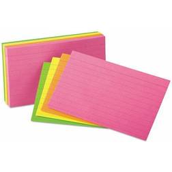 Oxford Ruled Index Cards, 3 Glow Green/Yellow, 100/Pack