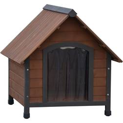 @Pet Niche Pour Chiens Avec Rabats En Plastique Marron 76x76x72 cm Cabane