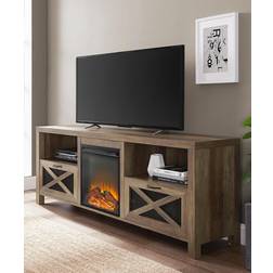 Walker Edison Abilene Barnwood Fireplace TV Stand