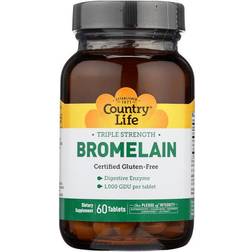 Country Life Triple Strength Bromelain 500 mg 60 Tablets 60 pcs