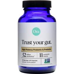 Ora Trust Your Gut High Potency Probiotic Prebiotic 52 Billion CFUs (60 Capsules)