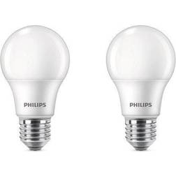 Philips LED-glödlampa 8W/827 (60W) frosted 2-pack E27