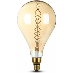 V-TAC VT7461 led Globe Filament Bulb E27 A165 Amber glass Dimmable 2000K 8W