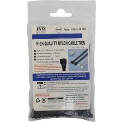 Evo Labs Black Cable Ties 100 x 2.5mm 100 Pack