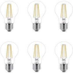 Philips LED-glödlampa LEDClassic 7W/827 (60W) klar 6-pack E27