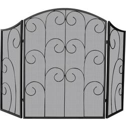 Uniflame 3-Fold Black Wrought Iron Fireplace Screen Black 35in