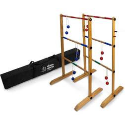 Ladder Toss Double Wooden Ladder Ball Game with Finished Wood and Durable Nylon Carrying Case