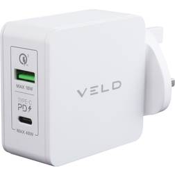 VELD Super-Fast Dual USB Wall Charger, White