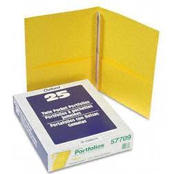 Oxford 2-Pocket Fastener Folders, Yellow, 25/Box 57709