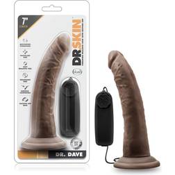 Blush Novelties Dr. Skin Dr. Dave 7 Inch Vibrating Cock With Suction Cup Chocolate Black